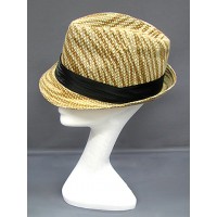 Fedora Straw Hat w/ Zebra Print - Beige - HT-1182BE